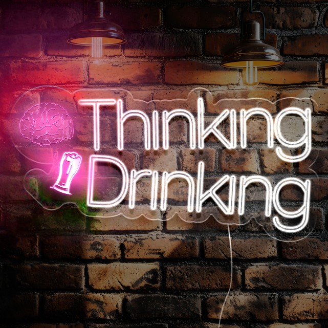 Neón decorativo stop thinking start drinking